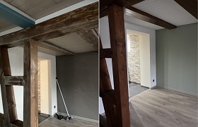 Travaux renovation salon decapage du bois